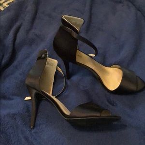 Satin Black Heels 11W
